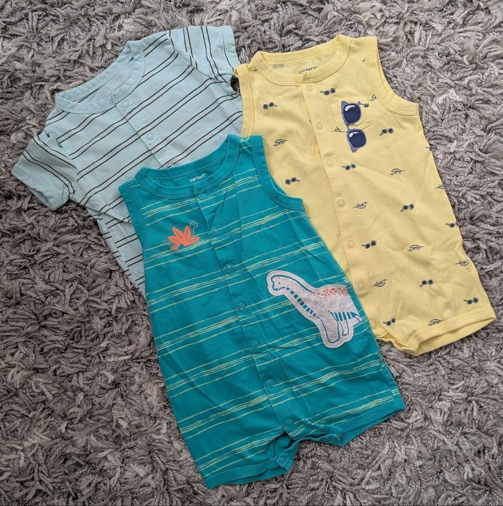 Carter's Baby Rompers Set and 2 Tanks- Blue, Yellow, Teal